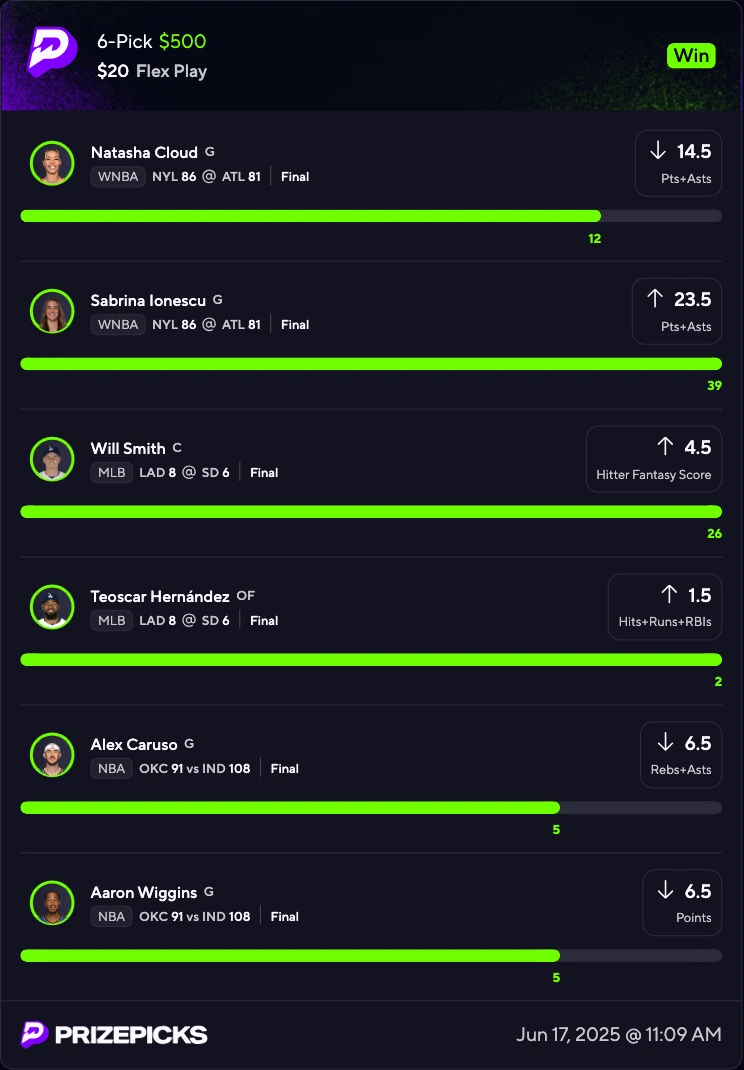 PrizePicks win 5
